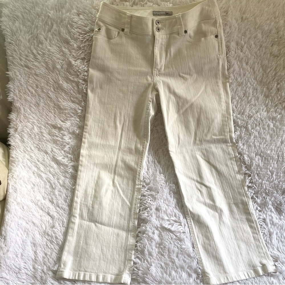 Chicos White Crop Pants (0) Platinum Denim